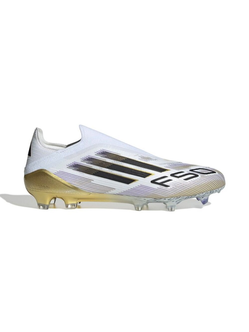 adidas F50 Elite Laceless FG - Unisex Soccer Cleats White Black Gold JH7625 NEW